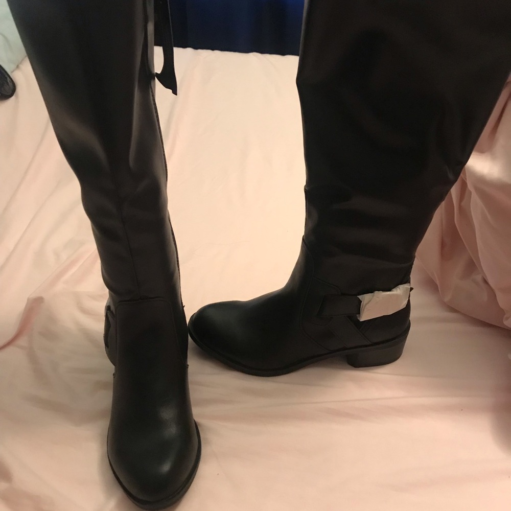 Wide calf black boots